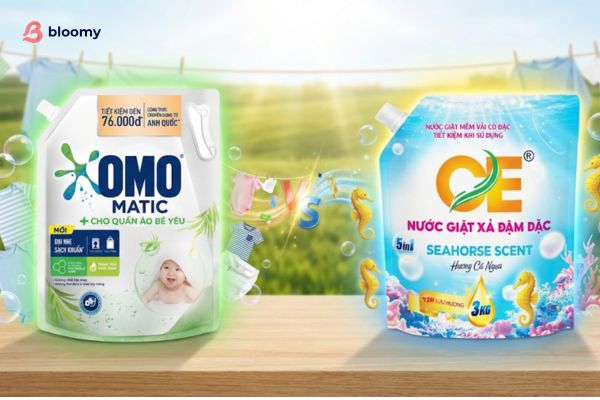 So Sánh Nước Giặt OMO Trẻ Em Và Bloomy